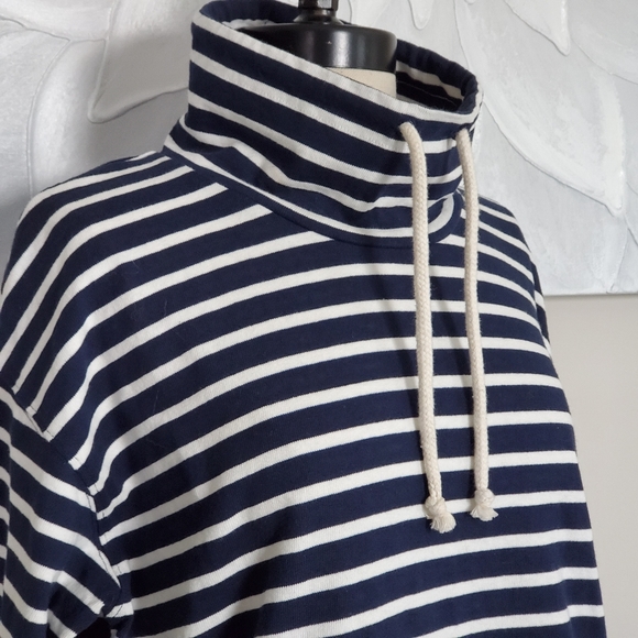 J. Crew Blue Striped Nautical Mariner Cloth Turtleneck Sweater Small - Picture 2 of 5